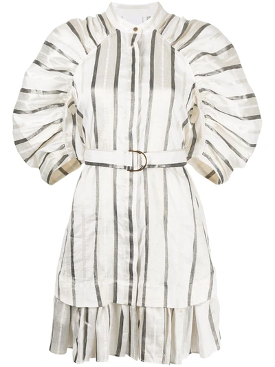 Acler Women's Leighton Puff-sleeve Striped Linen-blend Mini Dress