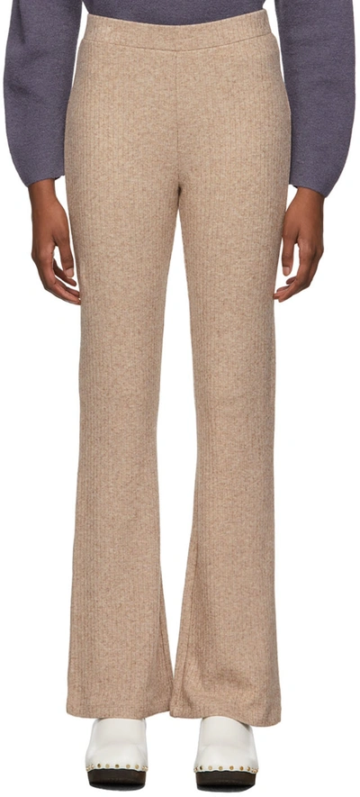 Vince Beige Rib Flared Pants In Brown
