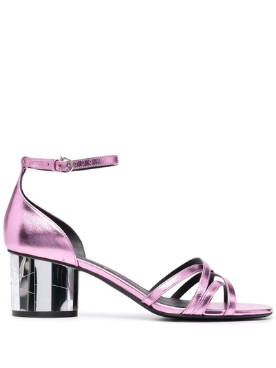 Ferragamo Mirrored 60mm Heel Sandals In Pink
