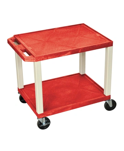 Clickhere2shop 26" H Tuffy Av Cart With 2 Shelves - Legs In Red