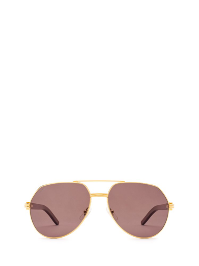 Cartier Aviator Frame Sunglasses In Gold