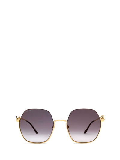 Cartier Geometric Frame Sunglasses In Gold