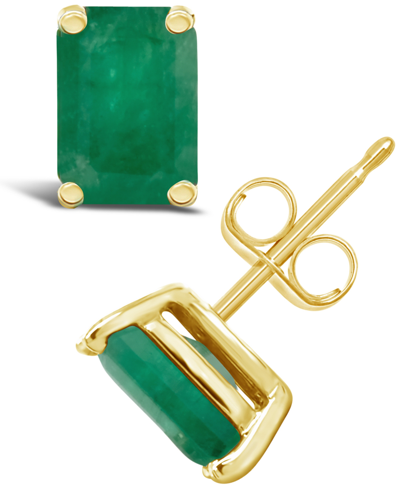 Macy's Ruby (1-3/8 Ct. T.w.) Stud Earrings In 14k Yellow Gold (also In Emerald)