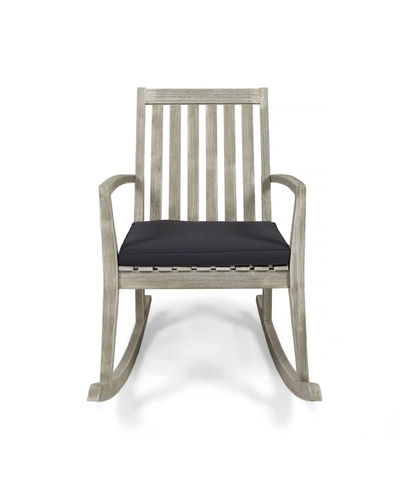 Noble House Montrose Patio Rocking Chair Frame With Cushions In Gray