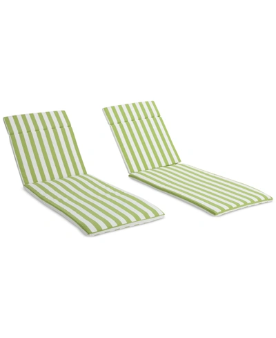 Noble House Thome Outdoor Chaise Lounge Cushion (set Of 2) In Green