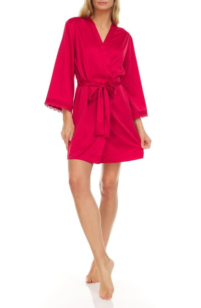 Flora Nikrooz Victoria Solid Charmeuse Wrap Robe In Red
