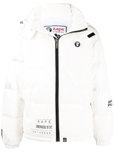 Aape By A Bathing Ape Logo-patch Puffer Jacket In White