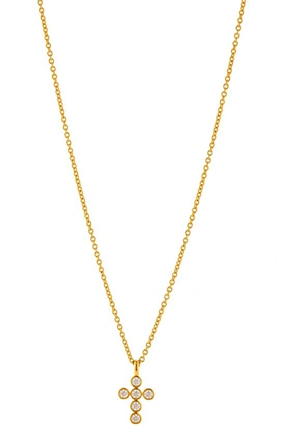 Nadri Golden Cubic Zirconia Cross Pendant Necklace, 16-18