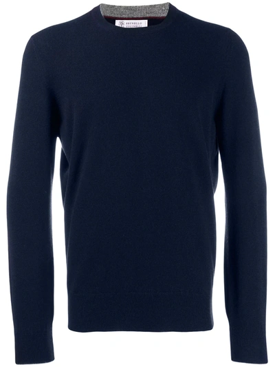 Brunello Cucinelli Classic Knit Jumper In Blue