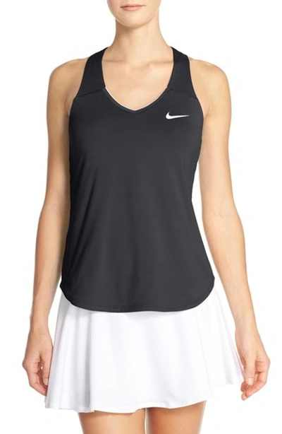 Nike Court Racerback Dri-fit Tennis Tank Top In Black/ White