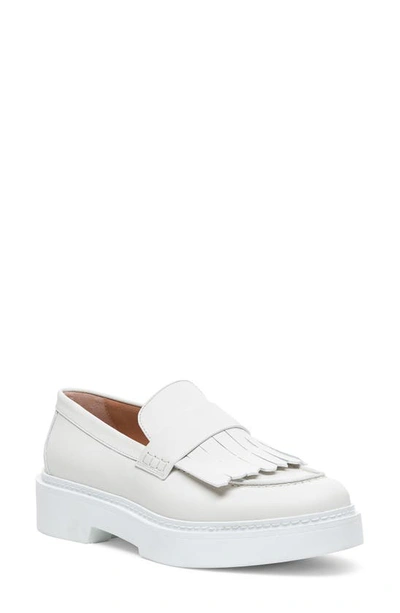 Santoni Pamela Leather Chunky Loafers In White
