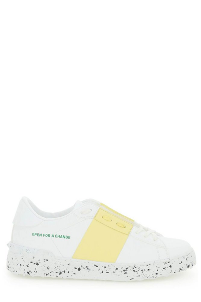 Valentino Garavani Rockstud Bicolor Laceless Low-top Sneakers In White,yellow