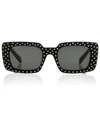 Celine Women's Studded Rectangular Sunglasses, 140mm In Black/gray