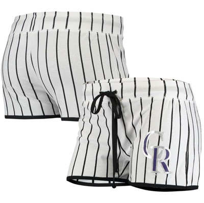 Concepts Sport Women's White Colorado Rockies Vigor Pinstripe Sleep Short