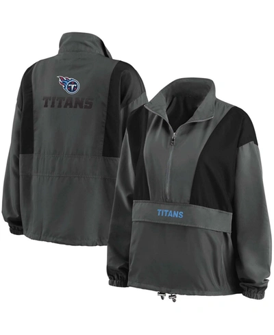Wear By Erin Andrews Women's Charcoal Tennessee Titans Popover Packable Half-zip Jacket