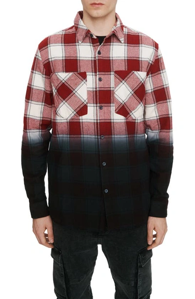 Elevenparis Regular Fit Ombré Plaid Button-up Shirt In Rhubarb