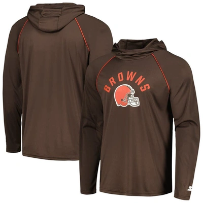Starter Men's Brown Cleveland Browns Raglan Long Sleeve Hoodie T-shirt