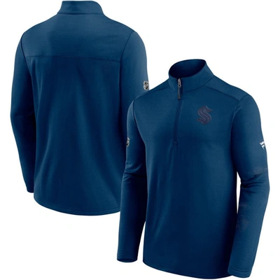 Fanatics Men's Deep Sea Blue Seattle Kraken Authentic Pro Travel And Training Quarter-zip Jacket