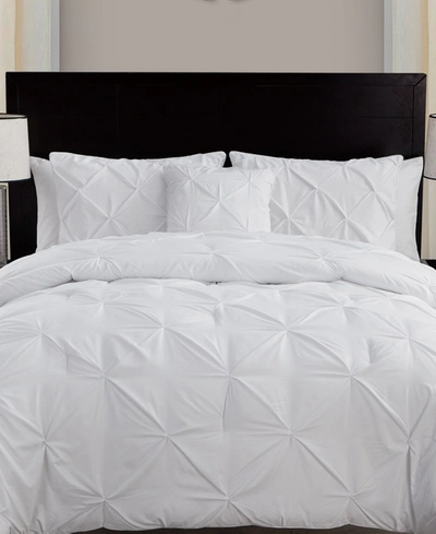 Vcny Home Carmen 3-pc. Ruched Queen Duvet Cover Set Bedding In White