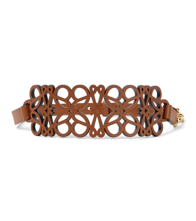 Loewe Women's Anagram Cutout Leather Bag Strap In Tan Gold