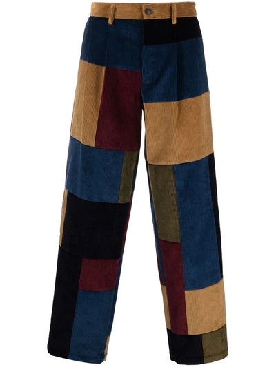Baracuta Noah Wide-leg Patchwork Cotton-corduroy Pleated Trousers In Multi