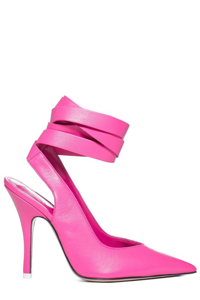 Attico Venus Lambskin Ankle-tie Pumps In Pink