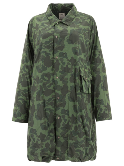 Visvim Camouflage-print Trench Coat In Green