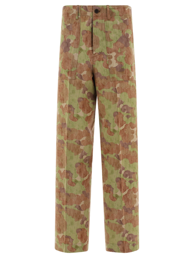 Visvim Camouflage-print Straight-leg Trousers In Beige
