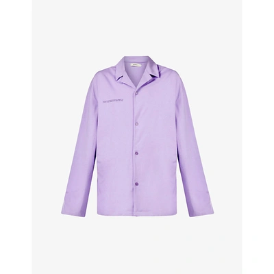 Pangaia Text-print Organic-cotton Pyjama Shirt In Orchid Purple