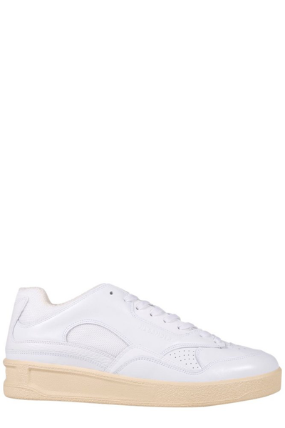 Jil Sander Panelled Low-top Leather Sneakers In White