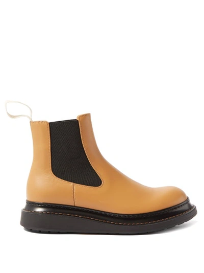 Loewe Rubber-trimmed Leather Chelsea Boots In Desert