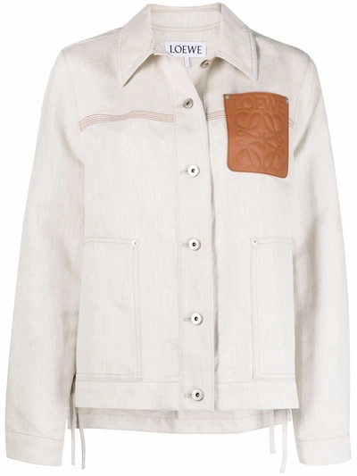 Loewe Anagram-patch Cotton-blend Twill Jacket In White