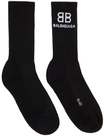 Balenciaga Bb Tennis Cotton Blend Socks In Black