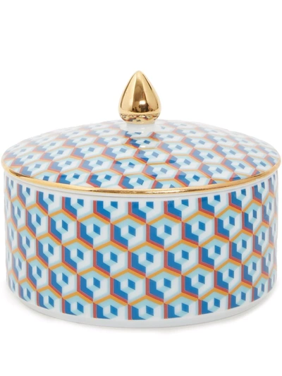La Doublej Goodie Porcelain Jar In Cubi Blu