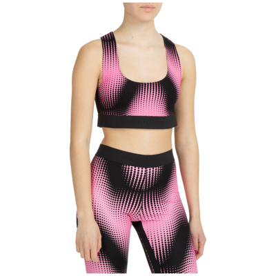 Paco Rabanne Woman Viscose Psychedelic Print Black And Pink Top In Multicolor