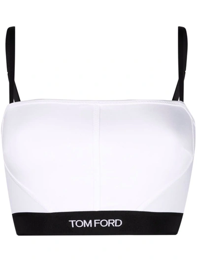 Tom Ford Long-line Logo-band Bra In White