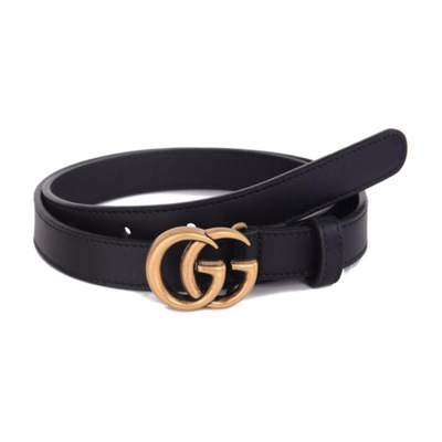 Gucci Gg Leather Belt In Black