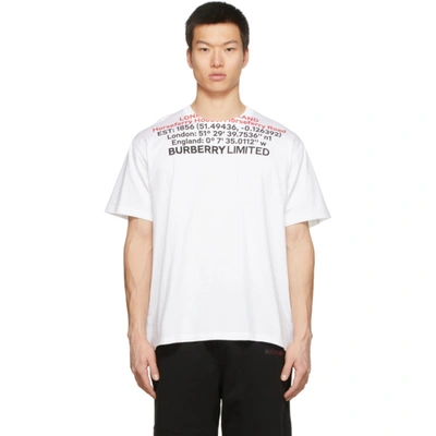 Burberry Location Print Cotton Oversized T-shirt In White