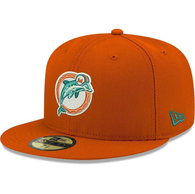 New Era Men's Orange Miami Dolphins Omaha Throwback 59fifty Fitted Hat