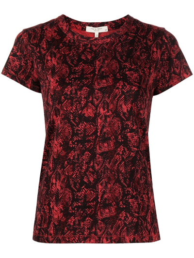 Rag & Bone Snake Print Organic Cotton T-shirt In Red