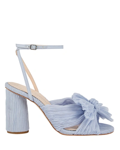 Loeffler Randall Camellia Knotted Plissé Sandals In Blau