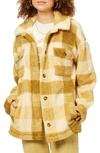 Billabong Juniors' Fairbanks Plaid Fleece Jacket In Light Olive