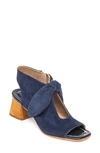 Bernardo Lizzie Suede Knot Zip Sandals In Navy Kid Suede