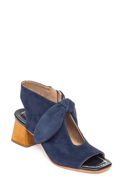 Bernardo Lizzie Suede Knot Zip Sandals In Navy Kid Suede