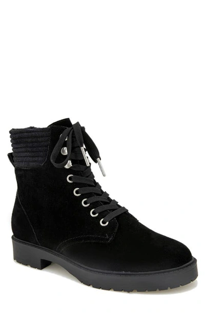 Splendid Sadie Womens Suede Almond Toe Combat & Lace-up Boots In Black