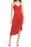 Lulus Reinette V-neck Midi Dress In Rust Red
