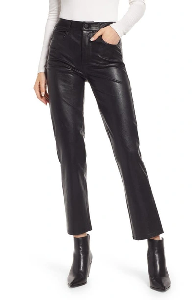 Paige Stella Super High Waist Straight Leg Faux Leather Jeans In Black