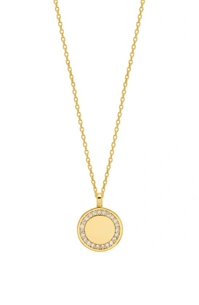 Estella Bartlett Cubic Zirconia Halo Coin Pendant Necklace In Gold