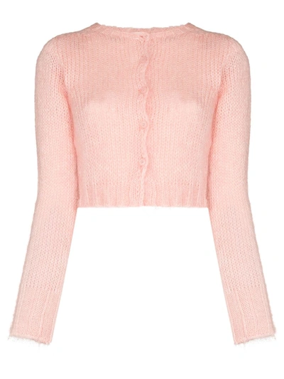 Danielle Guizio Cropped Button-down Cardigan In Pink