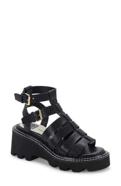 Dolce Vita Galore Lug Sole Sandals Women's Shoes In Black Leather